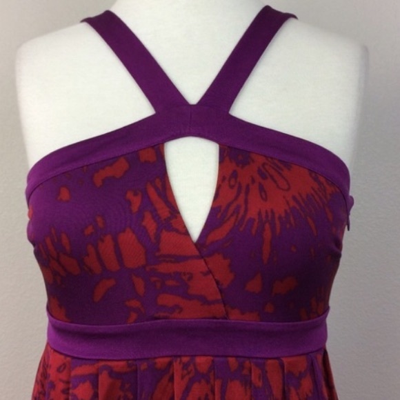 Marciano Red and Purple Printed Silk Dress - Picture 2 of 4